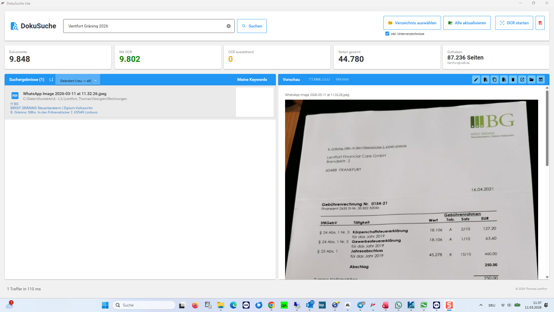 Beispiel für Fotosuche und OCR auf schwierigen Bildern